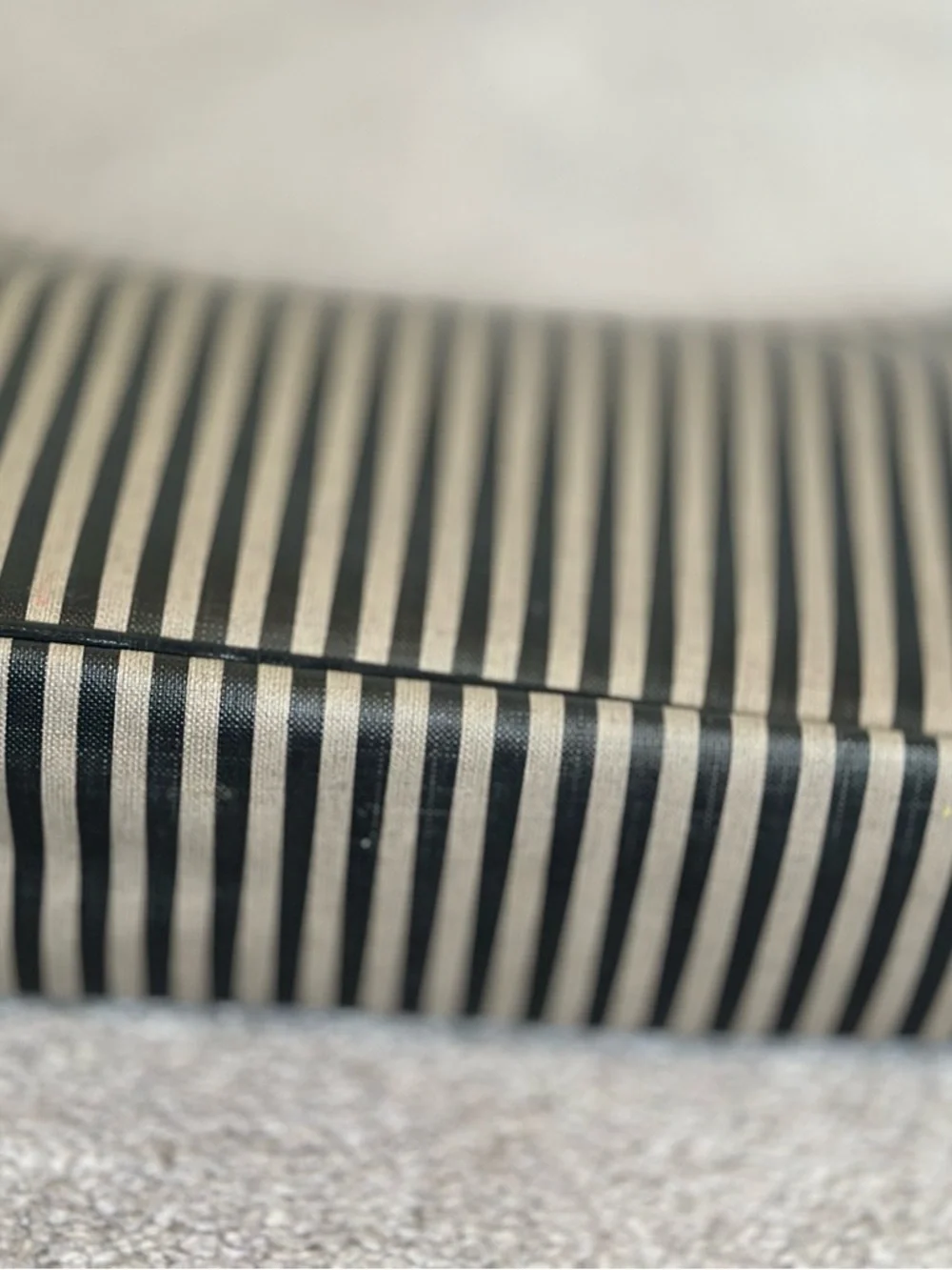 Oscar de la Renta Black and Cream Striped Clutch Makeup Bag
